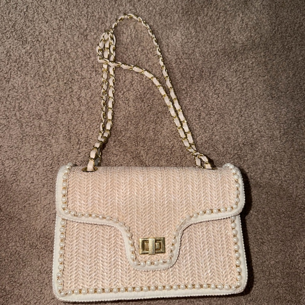 Elegant Cream Woven Handbag